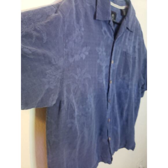 Jamaica Jaxx 100% Silk Short Sleeve Button Down Pocket Shirt Mens XL Blue Floral - Picture 5 of 6